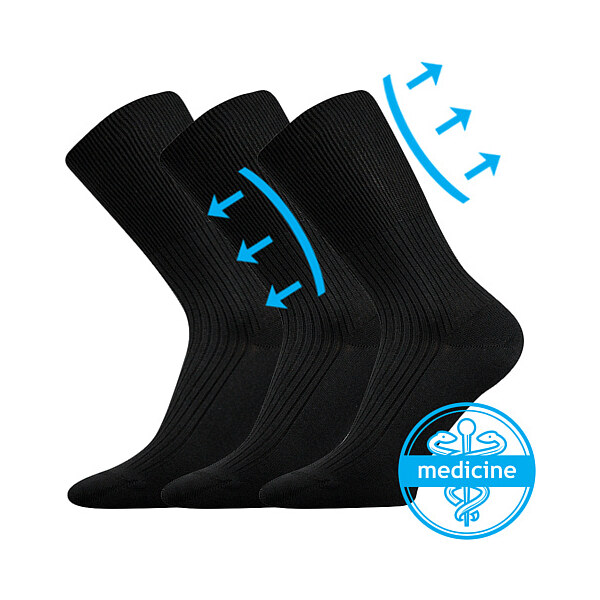 ZDRAVAN zdravotné 100% bavlnené ponožky Lonka Čierna 46-48 3 páry 26458608