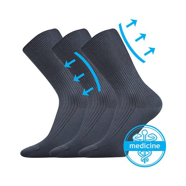 ZDRAVAN zdravotné 100% bavlnené ponožky Lonka Tm. sivá 43-45 3 páry 45102118