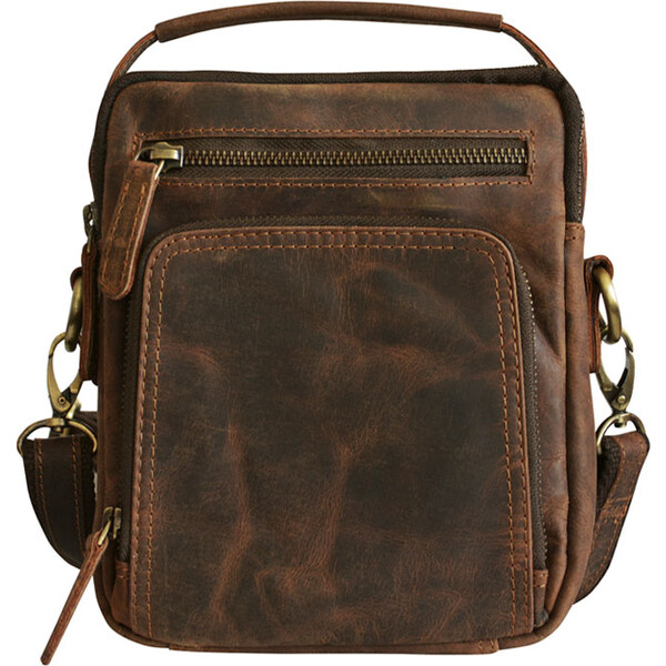 Mercucio Menšia hnedá pánska kožená crossbody taška s rúčkou 23917890