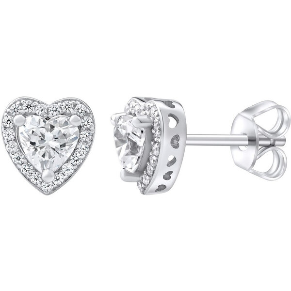 Silvego Strieborné náušnice srdce sa Swarovski Zirconia MWE02140 66581178