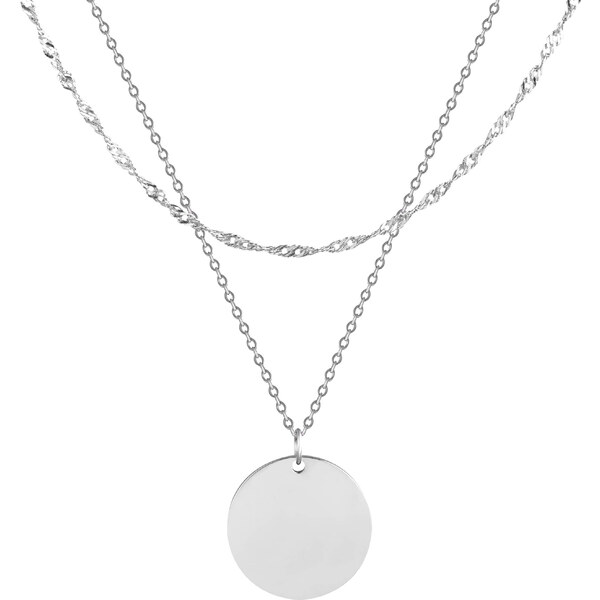 Troli Dvojitý oceľový náhrdelník s kruhovým príveskom 66590876