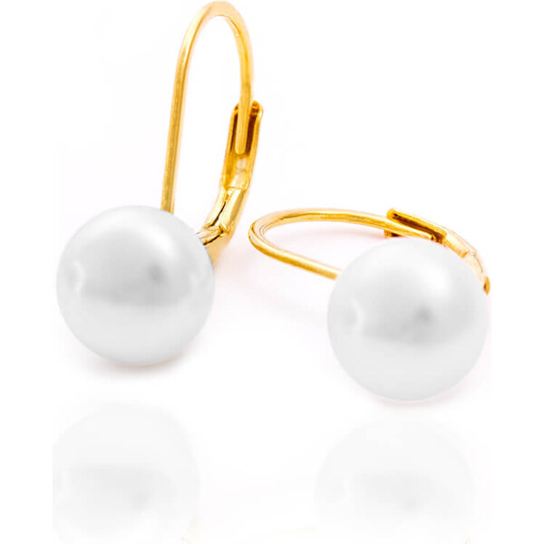 Beneto Pozlátené náušnice zo striebra s pravými perlami AGUC2264P-GOLD 66588140