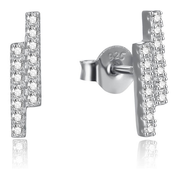 Beneto Minimalistické strieborné náušnice s čírymi zirkónmi AGUP2269 66581292