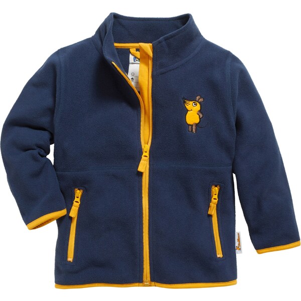PLAYSHOES Flisová bunda DIE MAUS námornícka modrá / šafránová / čierna 52395292