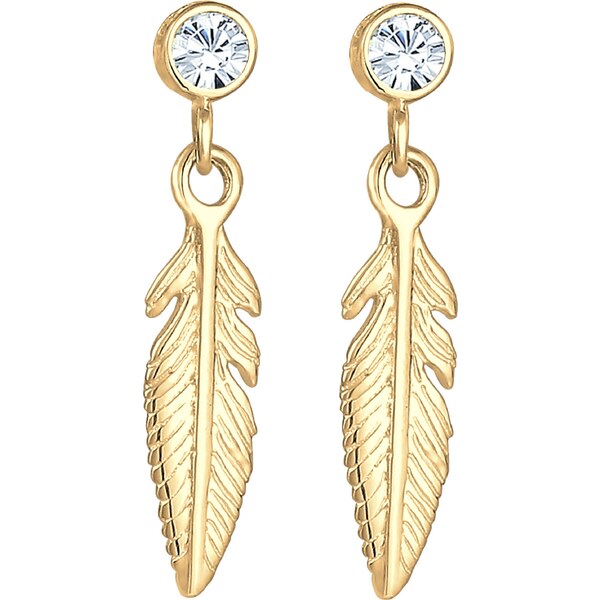 ELLI Náušnice Boho zlatá / priehľadná 24774020