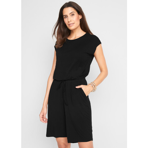 bonprix Overal z mäkkého viskózového mixu, farba čierna 45254991