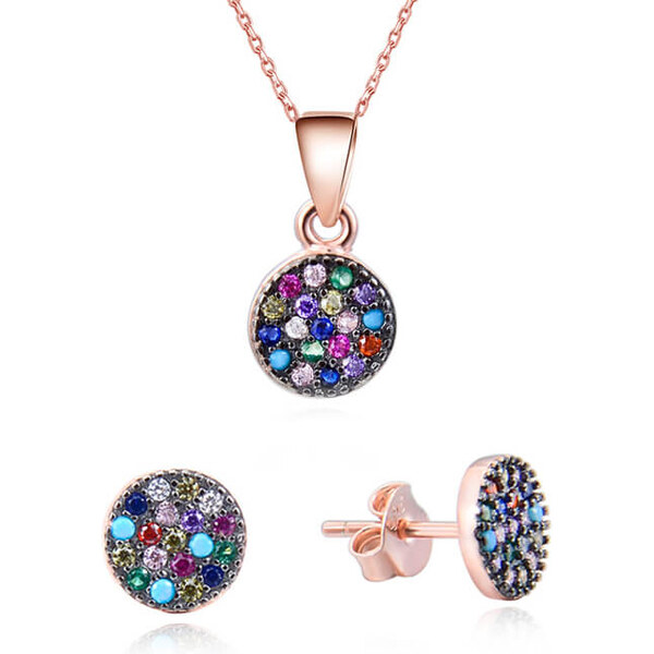 Beneto Súprava šperkov zo striebra s farebnými zirkónmi AGSET284 66584730