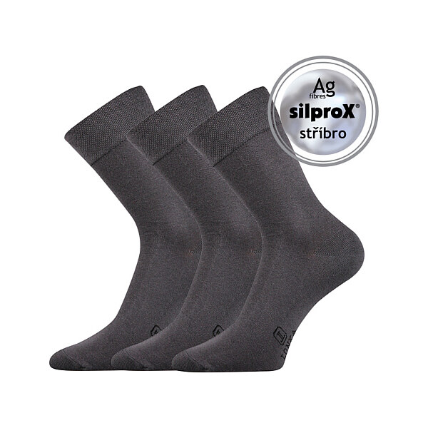 DASILVER spoločenské ponožky so striebrom Lonka Tm. sivá 43-46 3 páry 26458778