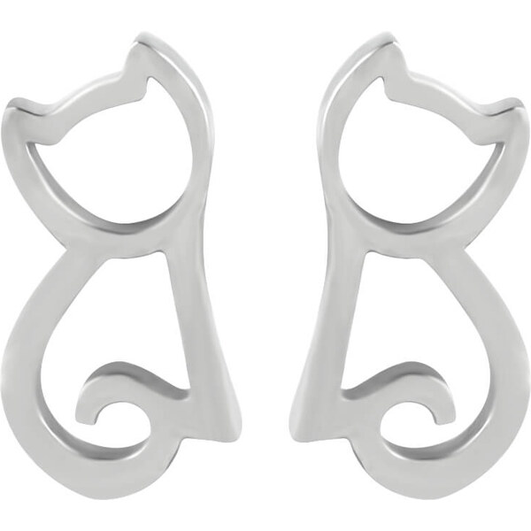 Troli Moderné oceľové náušnice Mačka 66594971