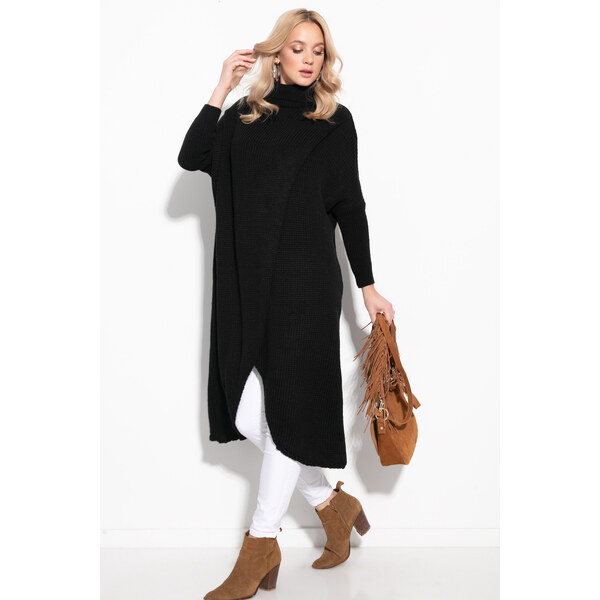 Glara Maxi sveter s prekríženým predným dielom 24086087