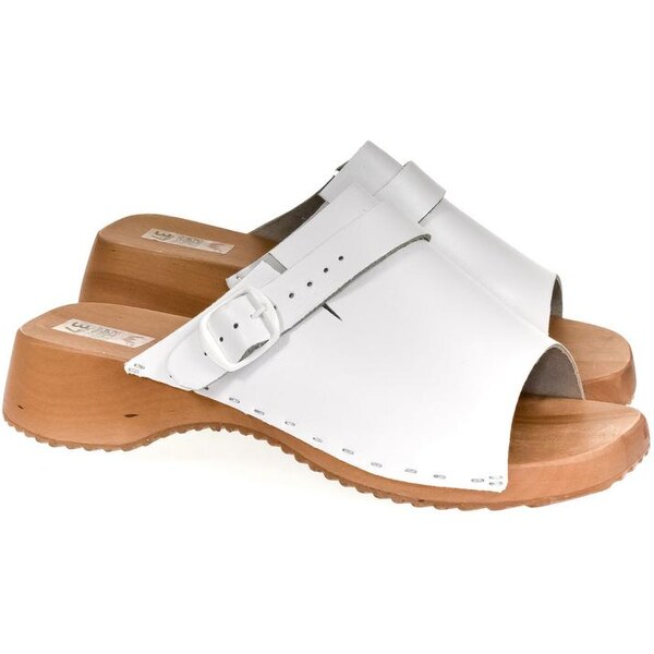 JOHN-C Dámske kožené biele dreváky VENEZIA 24093553