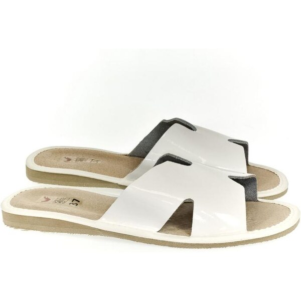 JOHN-C Dámske luxusné kožené biele papuče CARMEL 41234112