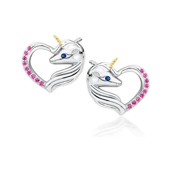 Olivie Strieborné náušnice JEDNOROŽEC V SRDCI 5156 24614810