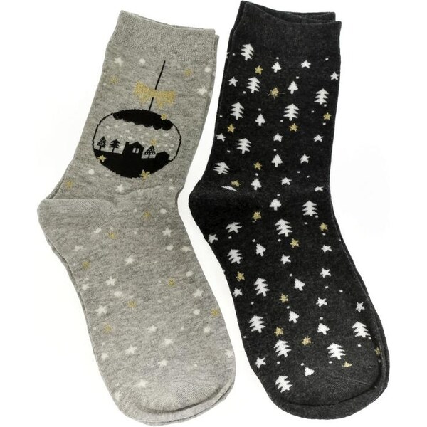 AURA.VIA Sivé ponožky LAZY set 2 páry 24111253