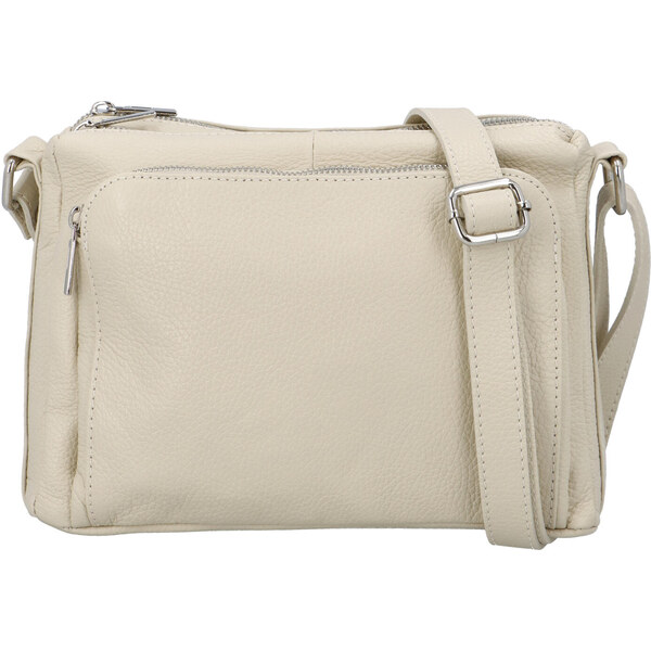 Delami Vera Pelle Dámska kožená crossbody kabelka svetlo béžová - 43037897