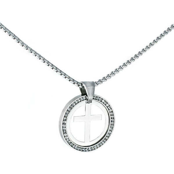 BM Jewellery Náhrdelník kríž so zirkónmi z chirurgickej ocele 31318824