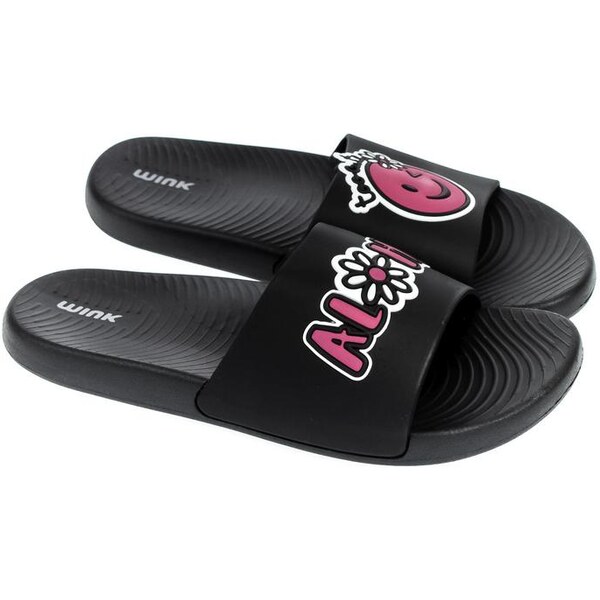 Dámske čierne šľapky WINK ALOHA 24144785