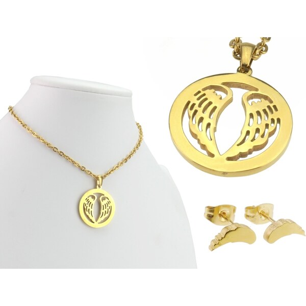 CITY STORM Dámsky set retiazka a náušnice v zlatej farbe Angel wings 66888835