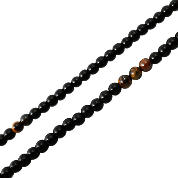 BM Jewellery Korálková retiazka z čierny lesklý achát, tigrie oko 31318851