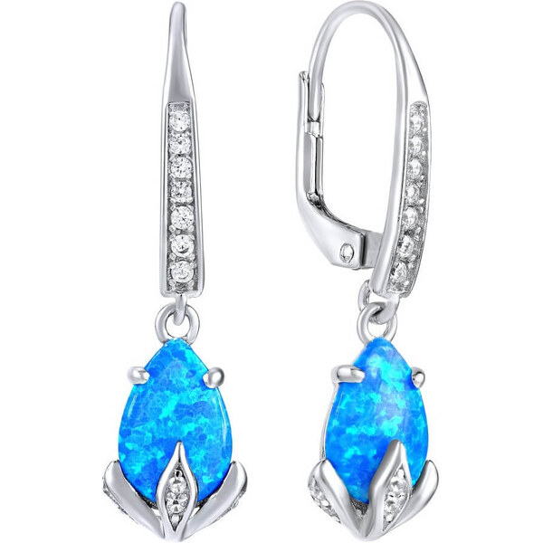 Silvego Strieborné náušnice s modrým syntetickým opál JJJE1267B 66594320