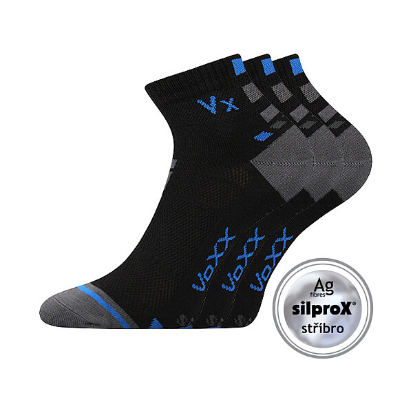 MAYOR nízke ponožky so striebrom VoXX Čierna 43-46 3 páry 26459058