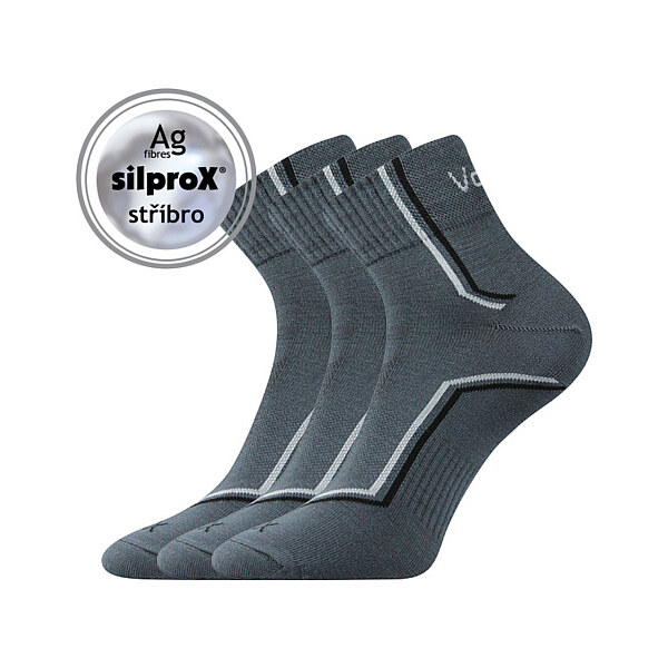 KROTON nízke ponožky so striebrom VoXX Tm. sivá 43-46 3 páry 40957235