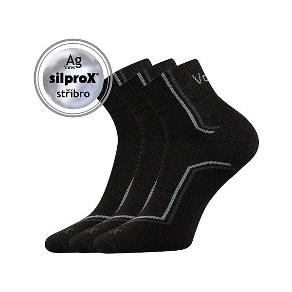 KROTON nízke ponožky so striebrom VoXX Čierna 43-46 3 páry 26252021