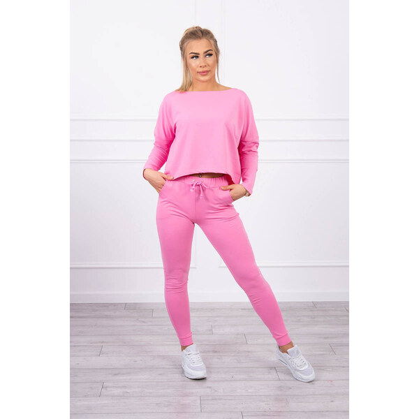 MladaModa Tepláková súprava s oversize blúzkou model 9091 jasná ružová 24339059