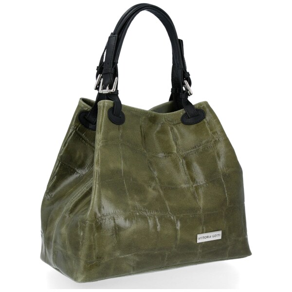 Kožené kabelka shopper bag Vittoria Gotti khaki V692754 66978759