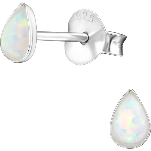 Glory strieborné náušnice Slza Opál Fire Snow S1118 24354210