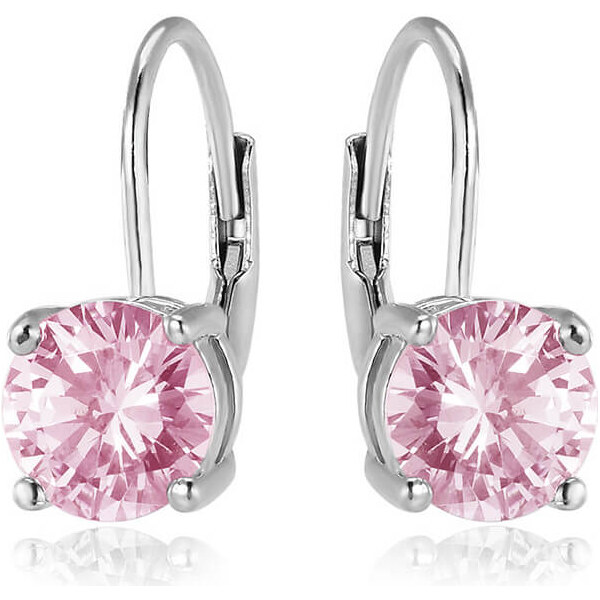 Beneto Strieborné náušnice s ružovými zirkónmi AGUC2233 66587105