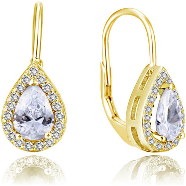 Beneto Pozlátené náušnice s čírymi zirkónmi AGUC2228-GOLD 66579333