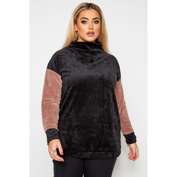 (veľ. 48) Velúrová mikina so stojačikom čierna 62789530