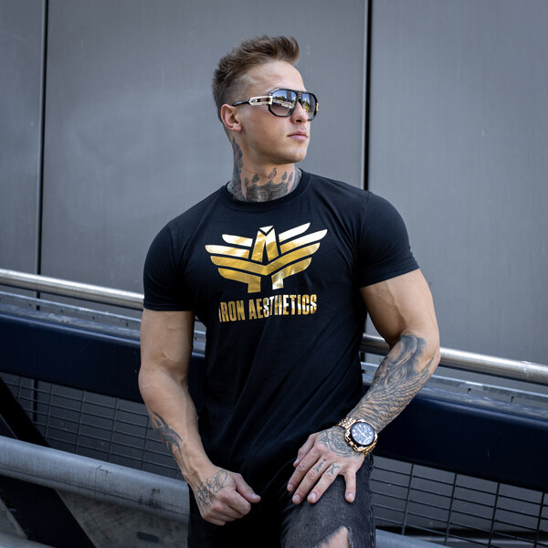 Fitness tričko Iron Aesthetics, black&gold 24553667