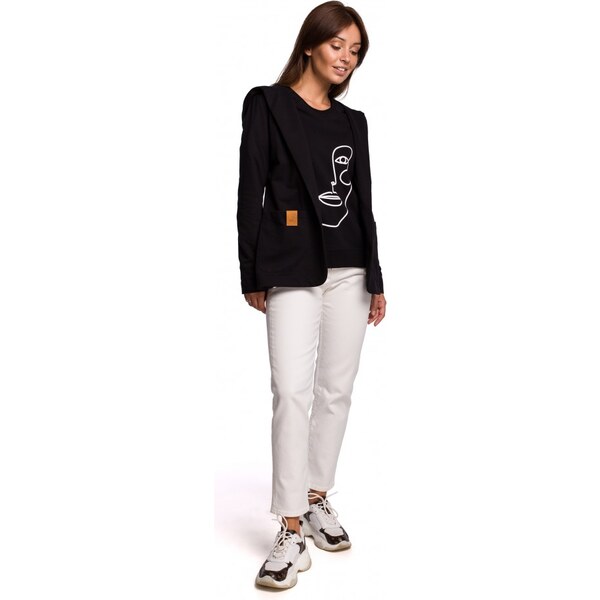 BeWear B180 Blejzer s kapucňou z bavlneného úpletu - čierny 24595376