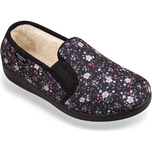 Mjartan Dámske celé papuče zateplené gumička - kvietkované LA 88 45703196