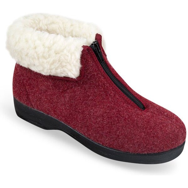 Mjartan Dámske vysoké papuče na zips bordová- kožušinka 62061347