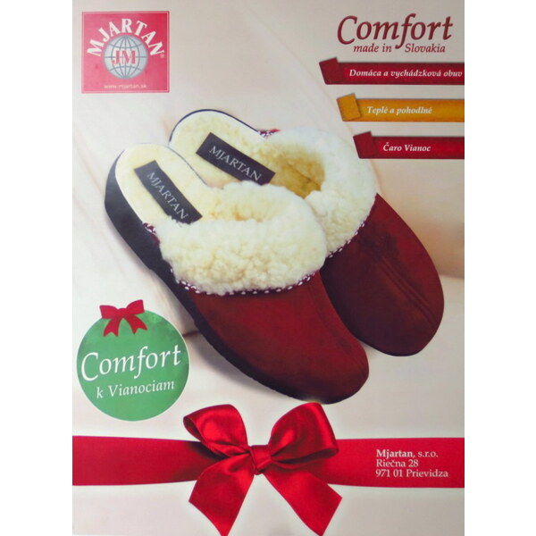Mjartan Dámske zimné papuče s kožušinkou- bordové 66981111