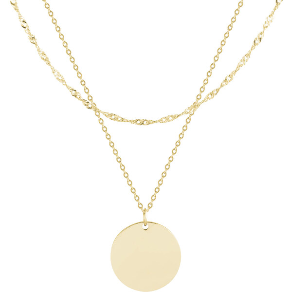 Troli Pozlátený dvojitý oceľový náhrdelník s kruhovým príveskom 66586419