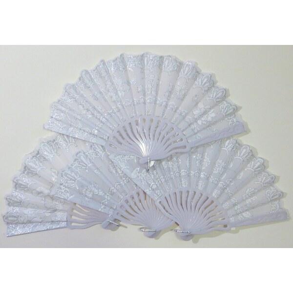 Vejár biely trblietavý- strieborný 2 24432055