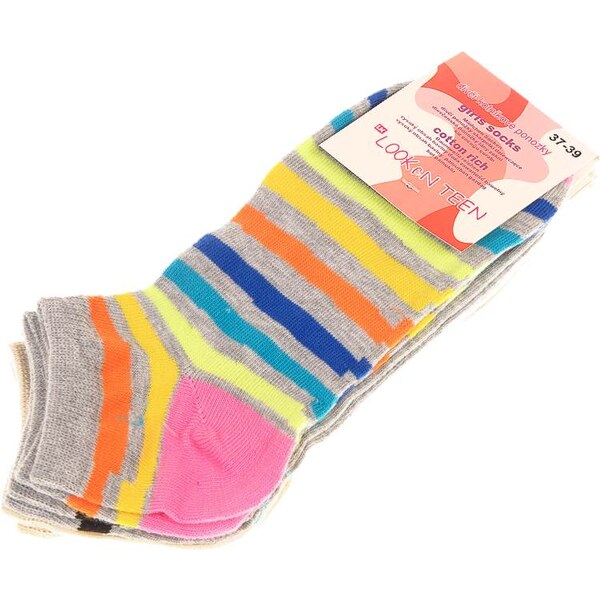 Detské / dámske členkové ponožky dievčenské 3ks Looken 18450864