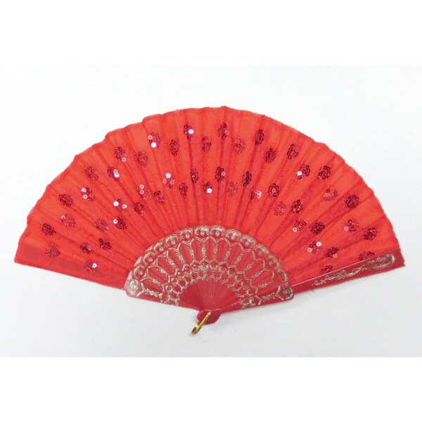 Vejár s flitrami- červený 24431811