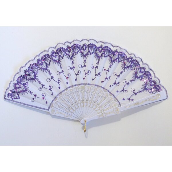 Vejár s flitrami- fialový 47027914