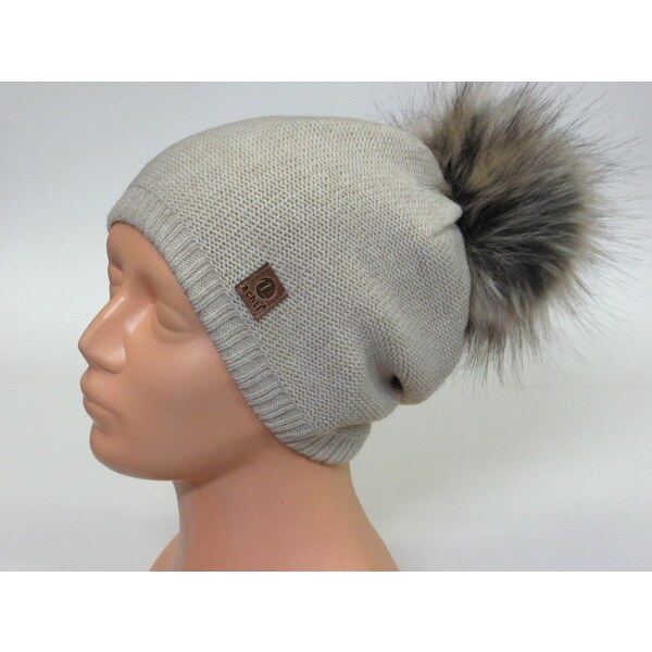 Achti Dámska čiapka s brmbolcom- bežová 24431892