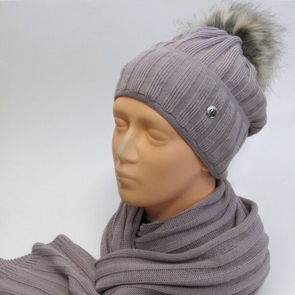 Dámsky set čiapka a šál - hnedý 24432024