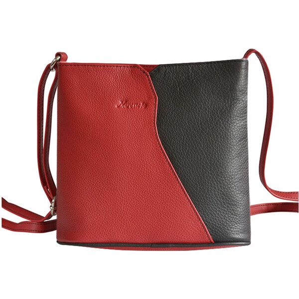 Malá červeno-čierna kožená crossbody kabelka Mercucio 24694884