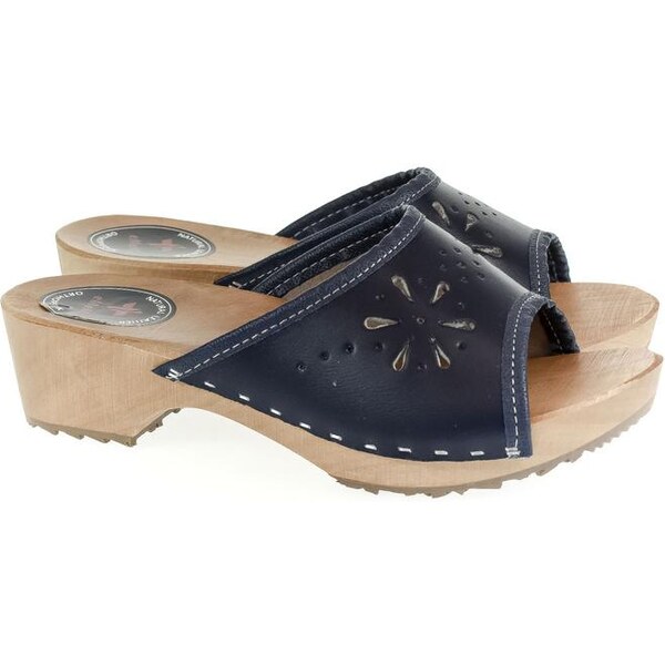 JOHN-C Dámske kožené modré dreváky AFRA 24705513