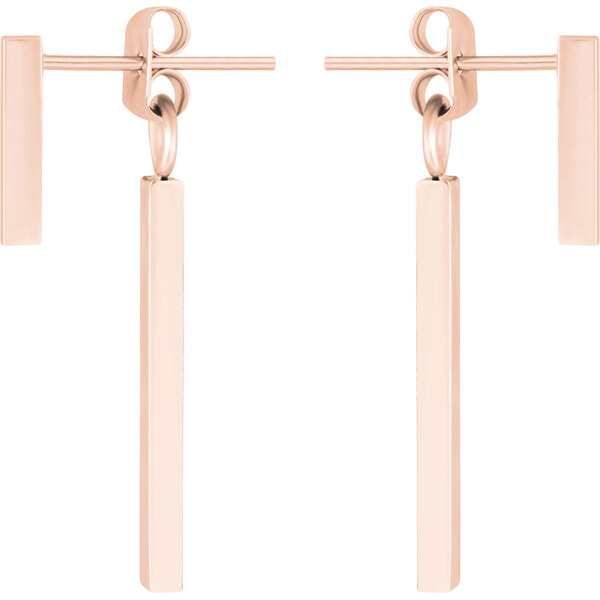 Troli Ružovo pozlátené oceľové náušnice Hranolky 66582888