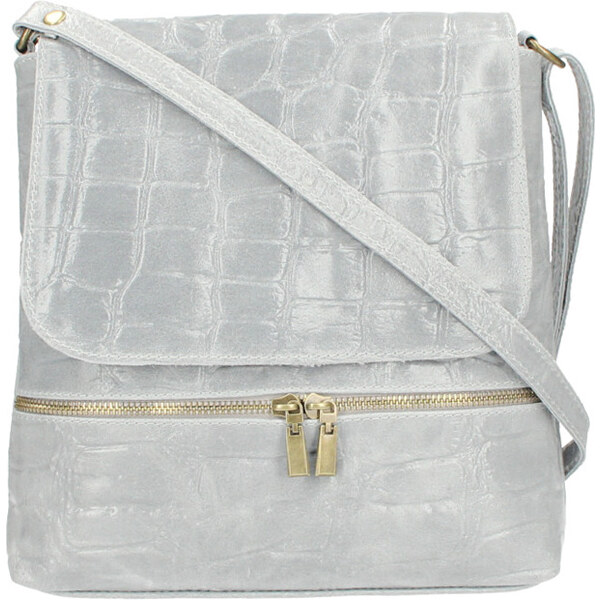 BORSE IN PELLE Kožená dámska crossbody kabelka v kroko dizajne svetlo 24795861