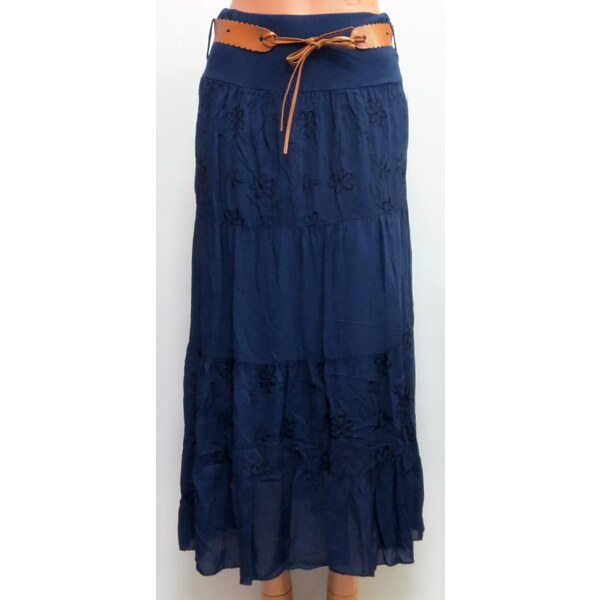 Letná sukňa dlhá výšivaná- tmavomodrá 24830500